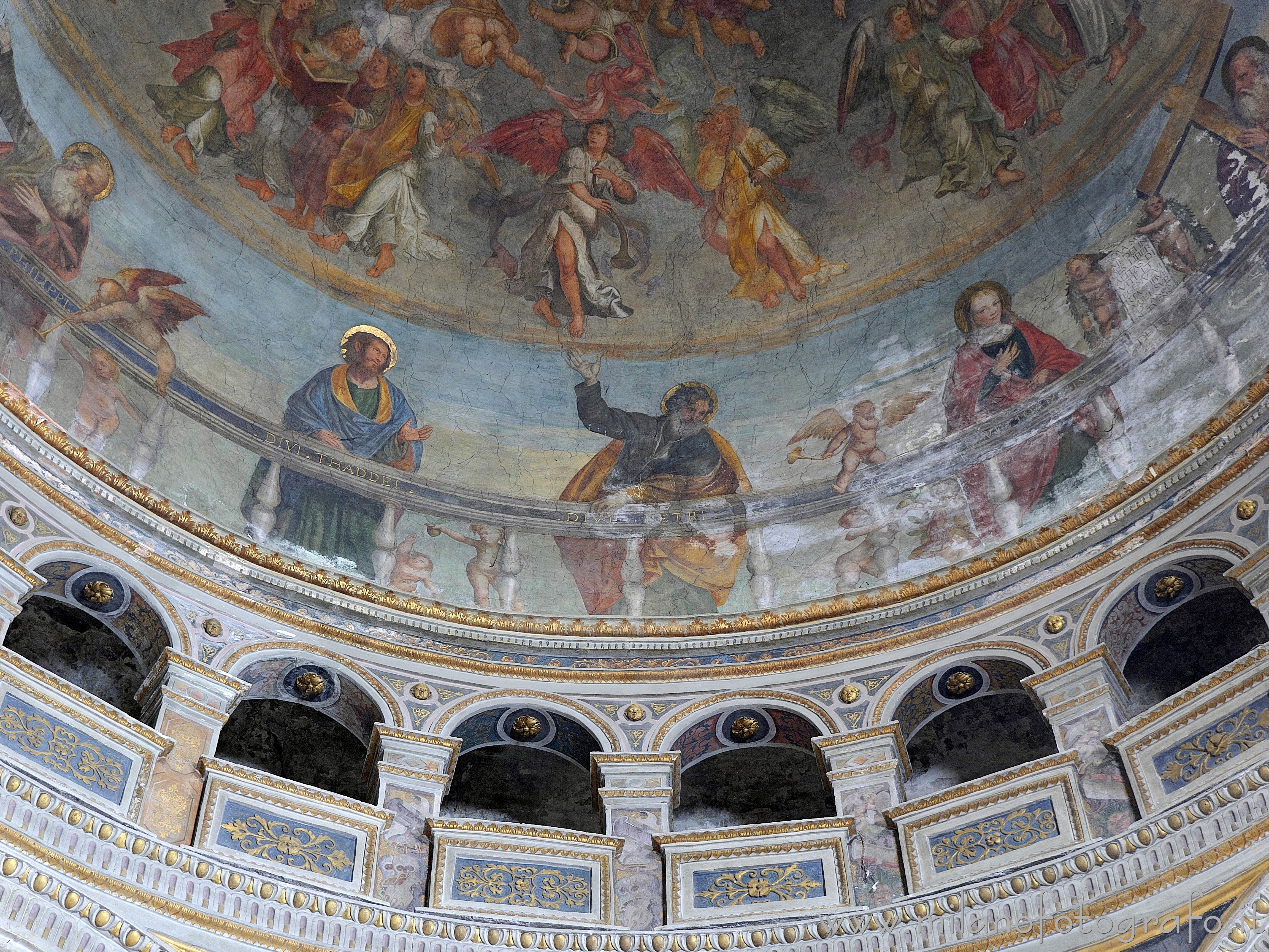 Caravaggio (Bergamo, Italy) - Detail of the frescoes inside the dome of the Chapel of the Blessed Sacrament in the Church of the Saints Fermo and Rustico